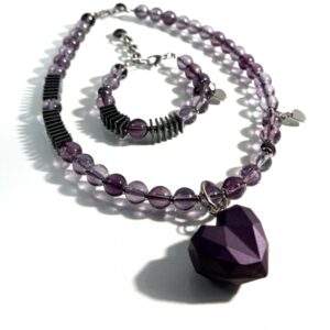 Komplet Ciche Serce / Fioletowa Geometria